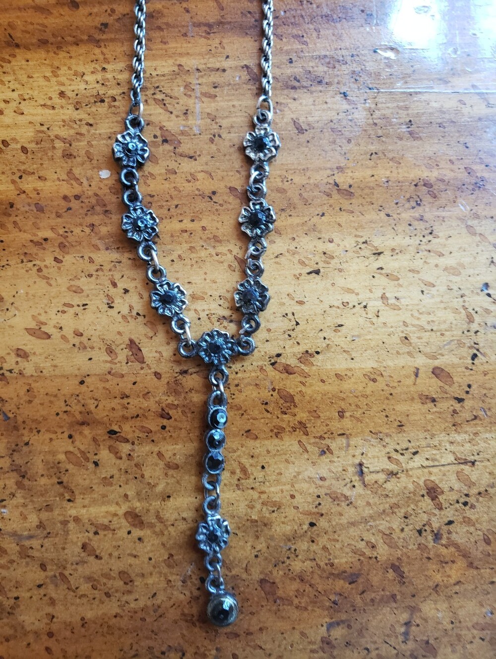 Silver Floral Drop Necklace - Women Jewelry